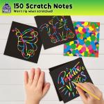 Purple Ladybug Rainbow Scratch Off Art Mini Notes Set - Great Stocking Stuffers for Kids, Teens, & Adults - with 150 Scratch Papers + 2 Wooden Stylus - Small Gifts Idea, Fun Arts & Crafts Kit from Purple Ladybug Novelty