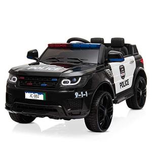 Winado 12V Kids Ride On Police Car Electric Toy w/ 2.4G Parent Remote Control, Battery Powered Vehicle with Flashing Lights, Megaphone Siren Horn, Music, Black by Winado