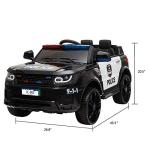 Winado 12V Kids Ride On Police Car Electric Toy w/ 2.4G Parent Remote Control, Battery Powered Vehicle with Flashing Lights, Megaphone Siren Horn, Music, Black by Winado