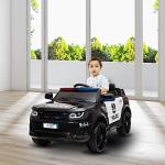 Winado 12V Kids Ride On Police Car Electric Toy w/ 2.4G Parent Remote Control, Battery Powered Vehicle with Flashing Lights, Megaphone Siren Horn, Music, Black by Winado