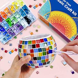 Glass Mosaic Candle Holder Kit, Creativity DIY Mosaic Arts and Crafts Kit for Kids & Adults, Tealight Candle Holder for Home Lighting Decor, Handmade Artwork Kids Gifts from ONE TO FOUR