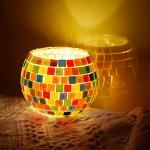 Glass Mosaic Candle Holder Kit, Creativity DIY Mosaic Arts and Crafts Kit for Kids & Adults, Tealight Candle Holder for Home Lighting Decor, Handmade Artwork Kids Gifts from ONE TO FOUR