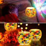 Glass Mosaic Candle Holder Kit, Creativity DIY Mosaic Arts and Crafts Kit for Kids & Adults, Tealight Candle Holder for Home Lighting Decor, Handmade Artwork Kids Gifts from ONE TO FOUR
