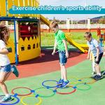 Hopscotch Squares Set Hopscotch Ring Game with Hoops Squares Connectors Outdoor Indoor Obstacle Course for Kids Playground Balance Agility Training Equipment Fun Play (Hoop, 11 Inch) from Woanger