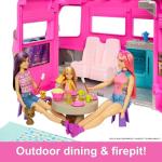 Barbie Dreamcamper Vehicle Playset, 2.5 Feet Tall with Rolling Wheels, 7 Play Areas, Pool, Slide and 60+ Camping Accessories, Gift for 3 Year Olds & Up from Mattel