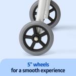 Medline Two-Button Folding Walker with Wheels, 5 inch from Medline
