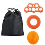 Maeeli Hand Grip Strengthener Workout Kit (3 Pack) Hand Grip Strength Trainer Kit Include Finger Stretcher Resistance Band, Hand Strengthener Grip Ring & Stress Relief Grip Ball, Orange by Maeeli