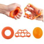 Maeeli Hand Grip Strengthener Workout Kit (3 Pack) Hand Grip Strength Trainer Kit Include Finger Stretcher Resistance Band, Hand Strengthener Grip Ring & Stress Relief Grip Ball, Orange by Maeeli