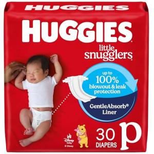 Baby Diapers Size Preemie, 30 Ct, Huggies Little Snugglers by Kimberly-Clark Corp.
