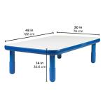 Children's Factory Angeles Baseline 48"x30" Rect. Table, Homeschool/Playroom Toddler Furniture, Kids Activity Table for Daycare/Classroom Learning, 14" Legs, Royal Blue (AB745RPB14) from Children's Factory