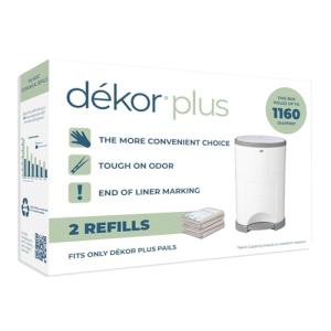Dekor Plus Diaper Pail Refills | 2 Count | Most Economical Refill System | Quick & Easy to Replace | No Preset Bag Size â Use Only What You Need | Exclusive End-of-Liner Marking | Baby Powder Scent by Diaper Dekor