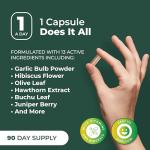 Premium Blood Pressure Support Supplement by PurePremium with Hawthorn & Hibiscus - Natural Anti-Hypertension for Cardiovascular & Circulatory Health - Vitamins & Herbs Promote Heart Health - 90 Caps from PurePremium Supplements