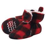 Hudson Baby Unisex Baby Cozy Fleece and Faux Sherpa Booties, Black Red Plaid, 18-24 Months from Hudson Baby