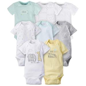 Gerber Baby 8-Pack Short Sleeve Onesies Bodysuits, Animals Green, 0-3 Months by Gerber