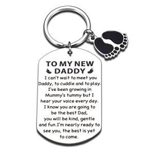 Daddy Dad To Be Gifts New Dad Keychain Gifts for Men First Baby Gift for Dad Daddy Husband Boyfriend from Mom Wife Baby Christmas Pregnancy Announcement Gifts Fathers Day Keepsake from Son Daughter from KINMES