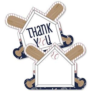 Batter Up - Baseball - Shaped Thank You Cards - Baby Shower or Birthday Party Thank You Note Cards with Envelopes - Set of 12 by Big Dot of Happiness, LLC