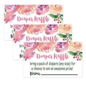 50 Watercolor Flowers Diaper Raffle Tickets for Baby Shower Invitation Inserts, Baby Shower Game Cards. from Antgiftshop