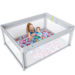 MUMCARE Baby Playpen for Kids and Toddlers,Babies Portable Safety Play Yard Home Indoor & Outdoor Kids Activity Center Fence Anti-Fall Play Pen Playpens for Infants and Babies (Grey) by Yongkang City, Jinhua City, Zhejiang Province, Eastman Industry and T