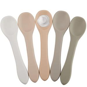 Silicone Baby Spoons First Stage, 5 Pieces Baby Tiny Feeding Spoon Heat Resistant Baby Food Spoon Safe Infant Spoon Colorful Self Feeding Baby Utensils for Over 6 Months Babies Boy Girl from Honeydak