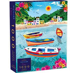 1000 Piece Puzzle for Adults - Sicilian Cove | Jigsaw Puzzles | Puzzles for Adults 1000 Pieces and up | Holiday Boat Italy Sea Beach Puzzle | Adult Puzzles Size 28 x 20 inches | Elena Essex Puzzles from Elena Essex