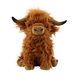 Gluutoyashop Highland Cow Stuffed Animal Scottish Highland Cow Plush Toy Cute Farm Plushie Christmas Birthday Gifts for Adults Boys Girls (Brown, 11 in) by Beyuemeng