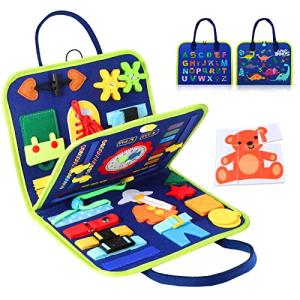 Hooku Busy Board for 1 Year Old, Montessori Toys for 2 Year Old, Baby Sensory Toys for Toddlers 1-3, Fine Motor Toys, Toddler Travel Toys, Toddler Learning Activities,Birthday Gifts for Baby Boy Girl from Hooku