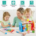 4-in-1 Hammering & Pounding Toys Montessori Toys for1 2 Years Old Wooden Educational Toy Shape Sorter Xylophone, Birthday Gift for Boy Girl Baby Toddler Kids Learning Interactive Toy Block Balls by fardream