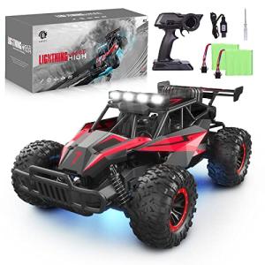 LARVEY 2WD 1:12 Scale Remote Control Car, 20 Km/h High Speed Remote Control Truck Off Road RC Monster Vehicle with LED Headlights and Chassis Lights, Electric Toy for Boys Kids and Adults from LARVEY