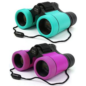 Scotamalone Kids Binoculars Shock Proof Toy Binoculars Set for Age 3-12 Years Old Boys Girls Bird Watching Educational Learning Hunting Hiking Birthday Presents (Hardcover Purple Light Blue) by Scotamalone