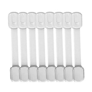 Generic Child Safety Cabinet Strap Locks - Adjustable for Closets Drawers Appliances Fridge Oven Dishwasher Toilet Windows Doors, Adhesive Pads Easy Installation No Tools No Drilling â White 8 Pack from Generic