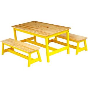 Amazon Basics Indoor Kids Table and Bench Set, Natural from Amazon Basics