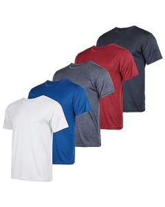 5 Pack: Boys Girls Active Athletic Quick Dry Dri Fit Short Sleeve T-Shirt Crew Neck Tops Teen Gym Undershirts Tees Youth Basketball Clothes Moisture Wicking Performance-Set 2,Medium (8-10) by 