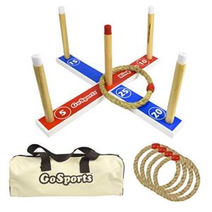 GoSports Premium Wooden Ring Toss Game with Carrying Case, Outdoor Fun for Kids and Adults from P&P Imports LLC