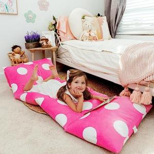Butterfly Craze Pillow Bed Floor Lounger Cover - Perfect for Pillow Recliners & Kid Beds for Reading Playing Games or at a Sleepover or Slumber Party - Hot Pink Polka Dot, Queen from Butterfly Craze