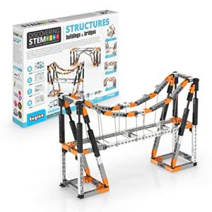 Engino Discovering STEM Structures Constructions & Bridges | 9 Working Models | Illustrated Instruction Manual | Theory & Facts | Experimental Activities | STEM Construction Kit, Blue by Elenco Electronics Inc
