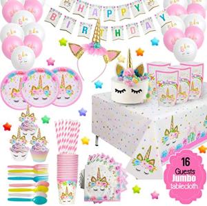 Ultimate Unicorn Party Supplies and Plates for Girl Birthday | Best Value Unicorn Party Decorations Set for Creating Unicorn Theme Party by ecoZen Lifestyle