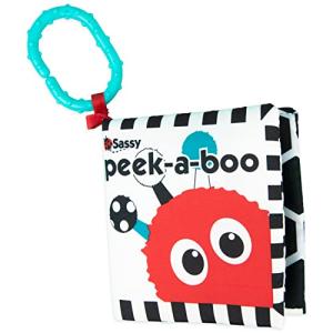 Sassy Peek-a-Boo Activity Book with Attachable Link for On-The-Go Travel | Black & White | for Ages Newborn and Up by AmazonUs/HAMBD