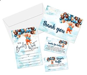 Baby Shower Invitation Set, Fill In Invites Cards, Books For Baby, Diaper Raffle, Thank You,Beasty Wait , Each Design 25 Cards & Envelopes (Total 100 Cards) â (bb009-taozhuang) from Yuansail