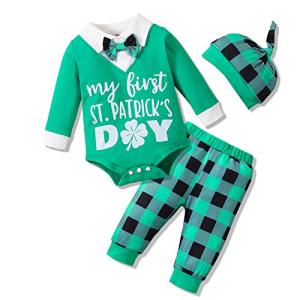 VINUOKER Baby Infant Toddler Boy First St.Patrick's Day Outfit Clover Clothes Romper Bodysuit by 