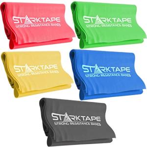 Resistance Bands Set. 5 Pack Non-Latex Physical Therapy, Professional Elastic Band. Perfect for Home Exercise, Workout, Strength Training, Yoga, Pilates, Rehab or Gym Leg Upper, Lower Body by StarkTape