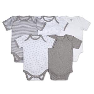 Burt's Bees Baby Unisex Baby Bodysuits, 5-Pack Short & Long Sleeve One-Pieces, 100% Organic Cotton, Heather Grey Prints, 0-3 Months from Burt's Bees Children's Apparel