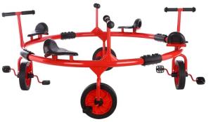 Preschool Pedal Tricycle car Four/six Seats 360 Spin |for Backyard,Kindergarten Playground Daycare and Classroom Outdoor Play Equipment,Red 4person Rider by MJKCBD