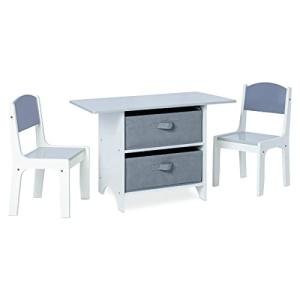 Milliard Kids Art Play Table and Chair Set Wood with Storage Baskets, Activity Table Playset Furniture with Modern Gray Colors from Milliard