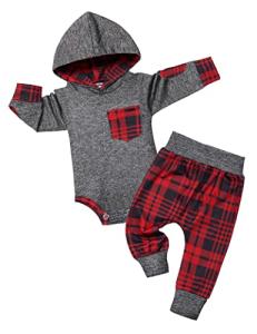 Baby Boy Clothes Infant Baby Boy Hoodie Romper Sweatshirt + Pant Cute Toddler Boy Outfit 2Pcs Set 6-9 Months from 