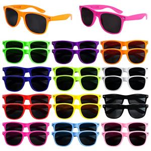 24 Pack 12 Color Neon Sunglasses Party Favors,80âs Retro Style Perfect Colorful Novelty Sun glasses Set for Birthday Party Supplies,Beach,Pool Party Favors,Party Toys,Goody Bag Favors for Kids Adults by CHAXUNTEN