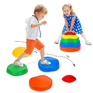 Premkid Balance Stepping Stones 5 PCS Stepping Stones for Kids Outdoor & Indoor Play Equipment Balance Blocks Promote Coordination, Child Safe Rubber Stepping Stones from Premkid