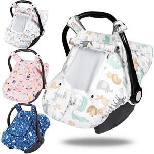 Baby Car Seat Covers with Peep Window and Storage Bag -Carseat Canopy Suitable 4 Seasons (Mesh for Thermal Insulated, Inside Minky Material for Protecting Baby from Wind and Cold Temperatures) from PRIMLECT