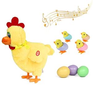 HBBHML Plush Electric Stuffed Laying Egg Chicken Toy Doll with Sound Music Easter for Boys Girls from YIER