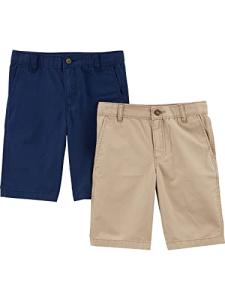 Simple Joys by Carter's Baby Boys' Toddler 2-Pack Flat Front Shorts, Khaki, Navy, 4T by Carter's Simple Joys - Private Label