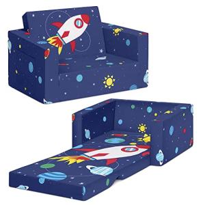 Delta Children Cozee Flip-Out Chair - 2-in-1 Convertible Chair to Lounger for Kids, Space by Delta Children